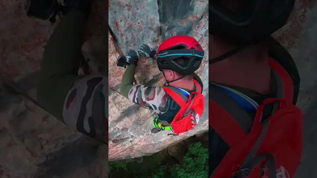 Via ferrata fall Short thumbnail showing a climber on the cable