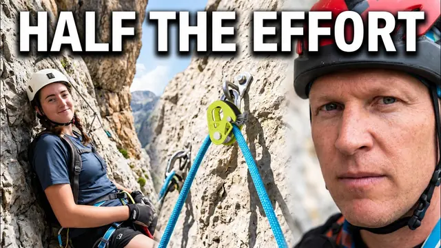 Climbers on an exposed Italian via ferrata in the video thumbnail