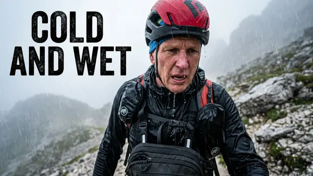 JetSetYourself soaked in cold mountain rain; thumbnail text reads Cold and Wet.